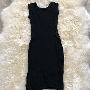 Maxi Black Dress with Lace Side detailing!